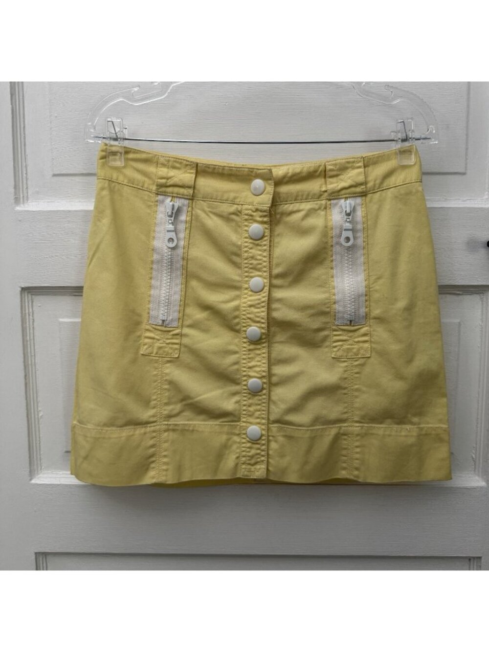 United Colors Benetton Yellow Cotton Button Front Mini Skirt IT 40 US 4